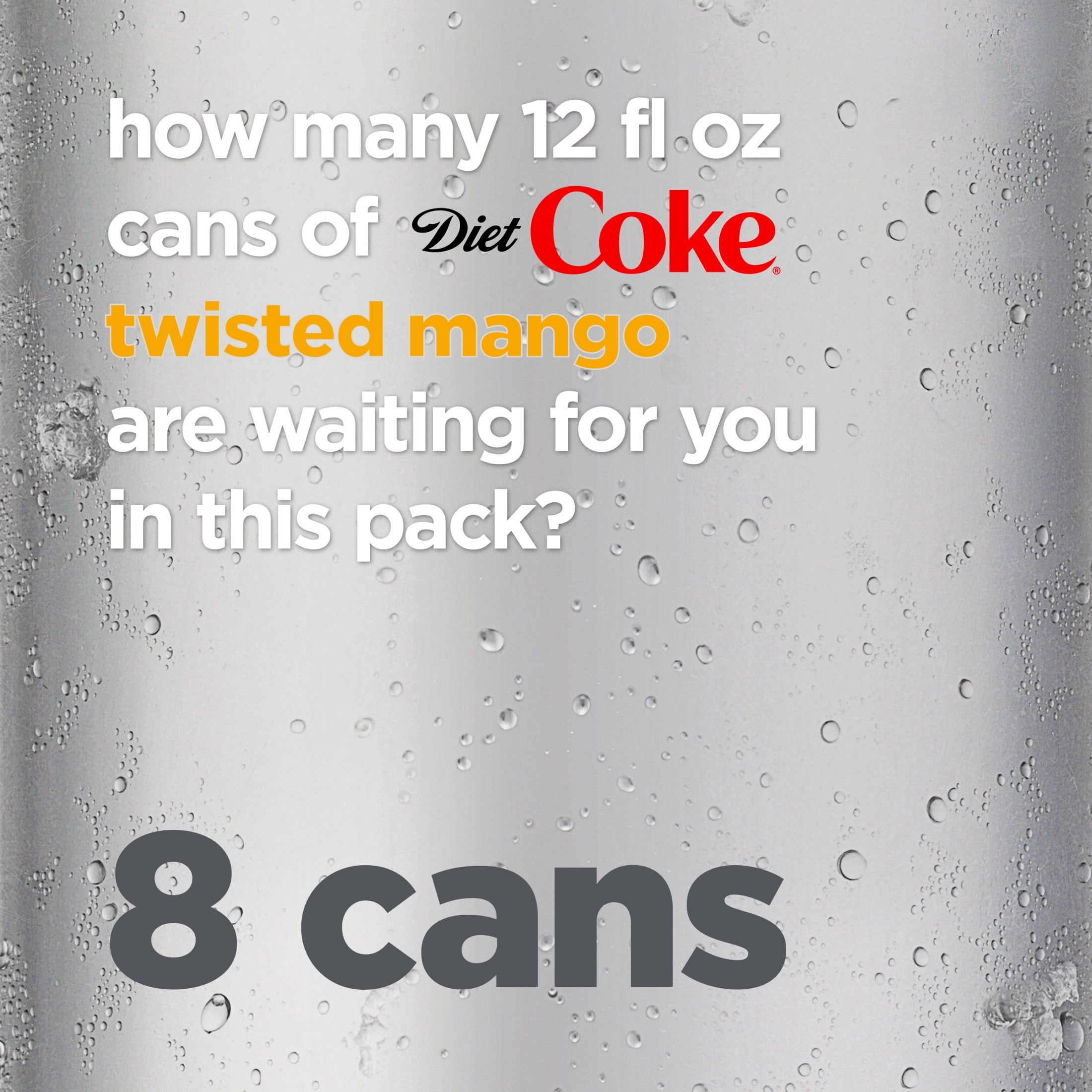 Diet Coke Twisted Mango Soda Soft Drink, 12 fl oz, 8 Pack