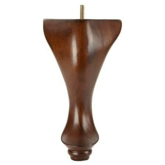 Queen Anne Furniture Legs - Set of 4 - 8.5" Dark Walnut Wood Legs for Chairs, Ottomans, Sofas & DIY Projects - 3" x 1-1/4" with Mounting Hardware
