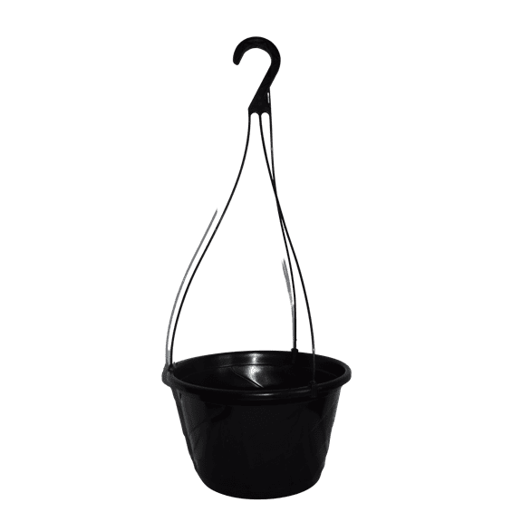Landmark Contempo Swirl 10" Diameter Black Plastic Hanging Baskets - Set of 5