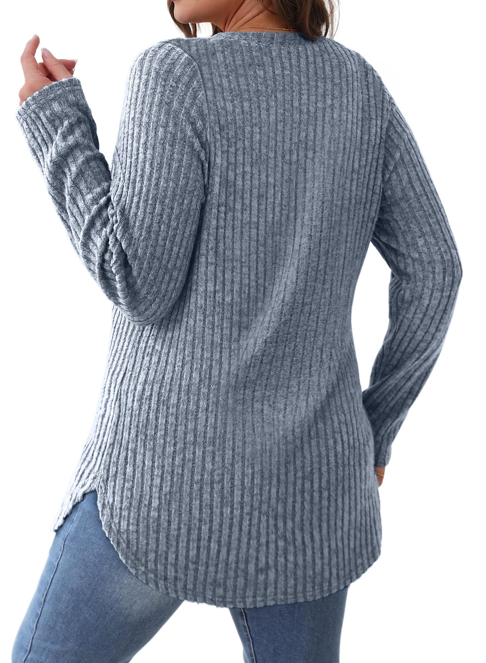 Fantaslook Long Sleeve Shirts for Women Casual Tunic Tops Dressy Crew Neck Pullover Fall Lightweight Sweaters for Women