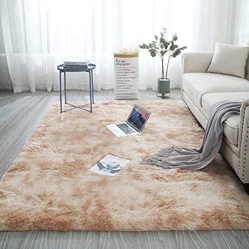 Leesentec Carpets and Rugs for Living Rooms Large Area Rugs Soft for Bedrooms Shaggy Non Slip Fluffy Rug Nursery Carpet for Kids Room Black, 185*185cm 