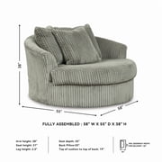 Signature Design by Ashley Lindyn Oversized Swivel Fabric Accent Chair in Gray