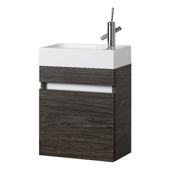 Cutler Kitchen and Bath Piccolo 18" Space Saver Wood Bathroom Vanity in Walnut