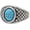 Blue, variant on Men's Stainless Steel Vintage Hip Hop Oval Synthetic Turquoise Gemstone Inlay Checkered Pattern Biker Ring