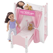 Emily Rose 18 Inch Doll Furniture Loft Bunk Bed with Doll Clothes Storage Shelves | Includes 2 Doll Bedding Sets and Ladder | Fits 15" - 19" Dolls