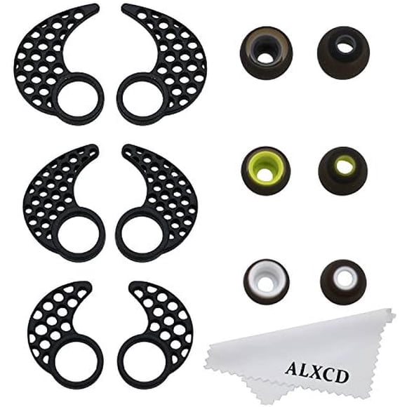ALXCD Earhook Ear Gel Ear Piece for Jaybird Bluebud X X2, 3 Pair SML Black Anti-Slip Durable Soft Silicone Replacement