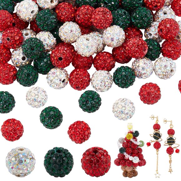 Diamantes de imitación PH PandaHall de Craft Beads, 120 unidades, 10 mm, rojo y verde