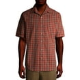 thumbnail image 1 of ARROW USA 1851 Chemise à Carreaux Boutonnée à Manches Courtes pour Homme, Rouille Orange, 4X-Large Tall, 1 of 7