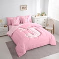 thumbnail image 3 of Manfei Girls Cartoon Ribbon Bow Initial J 7pcs Full Bedding Set - Dreamy Princess Style, 3 of 7