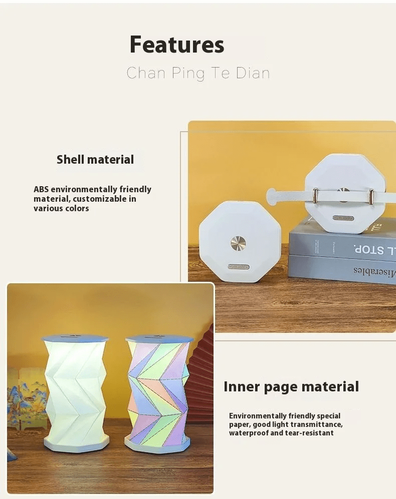Magnetic Folding Rotating Light Origami Art Atmosphere Desk Lamp Cultural and Creative Gift Small Night Light Souvenir