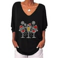 thumbnail image 1 of Women Christmas Printed Tunic Tops V Neck Shirts Blouse Plus Size Button T-shirt Tee High Quality, 1 of 3