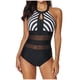 thumbnail image 4 of Traje de Baño de Ruffle de las Mujeres con Diseño Hueco de Bloqueo de Colores, Traje de Baño sin Espalda de Pieza Conservadora para la Playa, 4 of 5