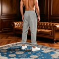 thumbnail image 4 of Aezemi Men Loose Fit Jogger Pants Drawstring Workout Pull on Elastic Waist Casual Workout Pants with Pockets Outdoor Summer Spring Sports Comfy Baggy Trousers S, 4 of 6