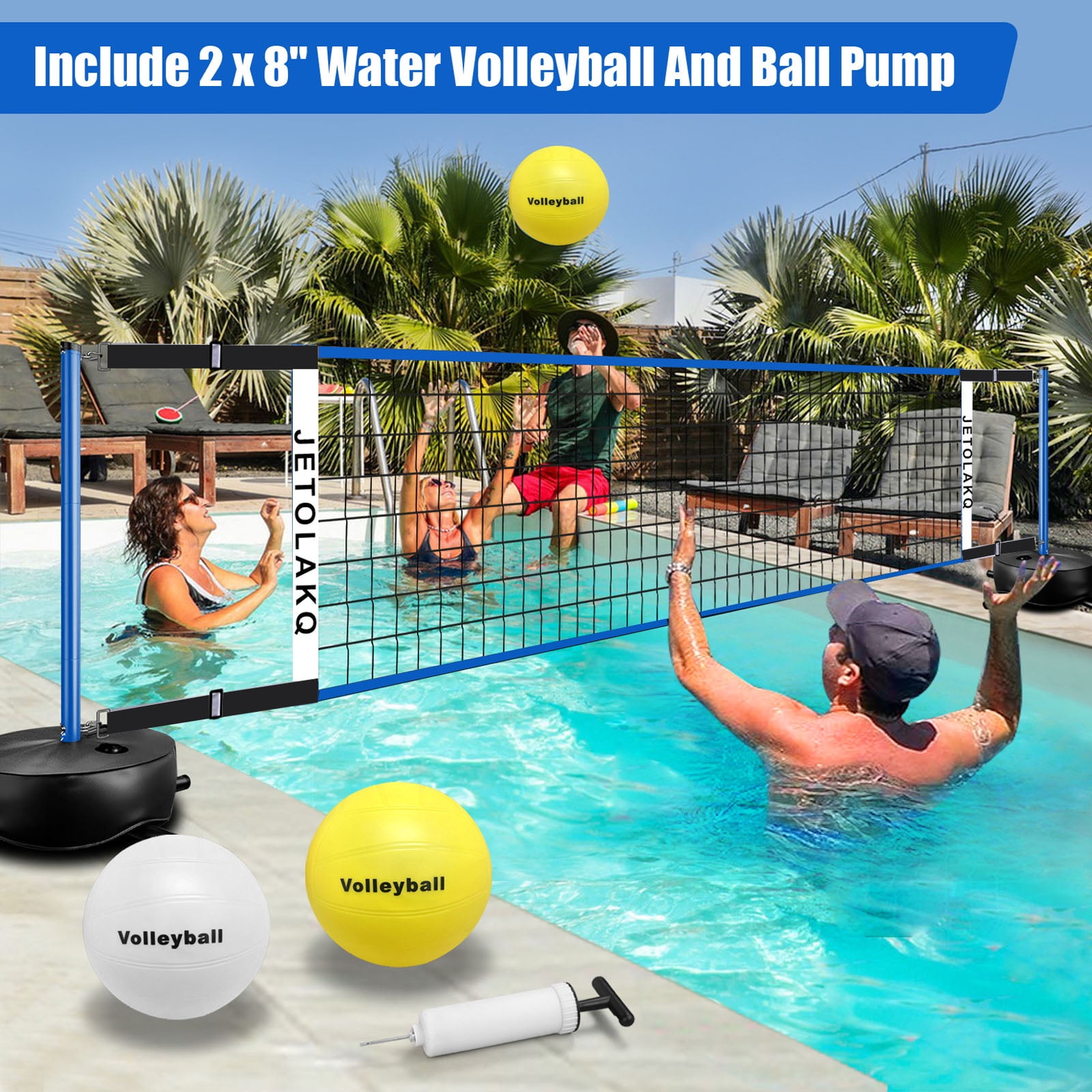 Portable Water Volleyball Net Frame Set, Indoor & Outdoor Foldable Volleyball Game, Movable Pool, Beach & Backyard Sports Entertainment
