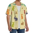 thumbnail image 2 of Uemuo Colorful Rabbit Pattern Cotton Linen Short Sleeve Shirts,Casual Lightweight Button Down Shirts,Vacation Beach Summer Tops-X-Large, 2 of 7