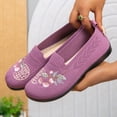 thumbnail image 5 of IEMIEMIEM Orthopedic Dress Shoes for Women Arch Support Flower Embroidered Non Slip Slip on Work Shoes Wide Width Knitted Mesh Stretch Volleyball Shoes Comfortable 2026 Foam Shoes Purple 9 Wide, 5 of 6