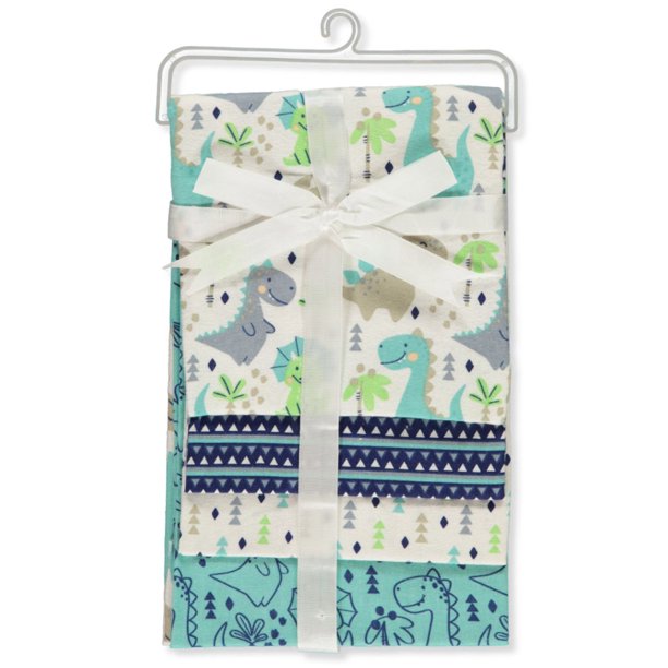 Zak & Zoey Baby Boys' 4Pack Flannel Dinosaur Receiving Blankets