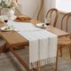 thumbnail image 1 of Camino de mesa beige crema Camino de mesa bohemio con borlas Camino de mesa estilo rústico para cena, fiesta, vacaciones, comedor, tocador, 38 x 183 cm, 1 of 5