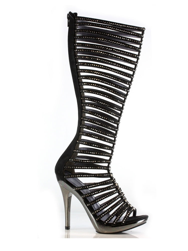 black and silver strappy sandals
