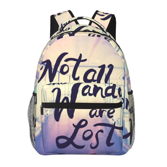 Lsque Not All Those Who Wander Are Lost Pattern Casual Backpack for School, Work, Travel – Adjustable Straps, Multiple Compartments – Ergonomic Design, Fits Laptops and Tablets-One Size