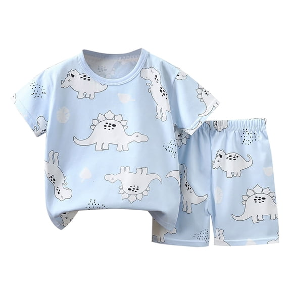 ZACPNCV Toddler Boys 2 Piece Outfits Cotton Summer Clothes Dinosaur Cartoon Print T-shirt and Shorts Set Multicolor 5-6 Years