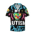 thumbnail image 4 of Salouo I Love My Autism Pattern Cuban Collar Shirts for Men Button-Down Shirt Men's Short Sleeve Shirts Hawaiian Shirts Casual Shirts -3X-Large, 4 of 6