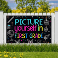 thumbnail image 7 of Colorful Chalk Style Picture Yourself in First Grade Banner Backdrop Decorations Party Supplies Photography Props Classroom Decor Graduation Party Backdrop, 7 of 7