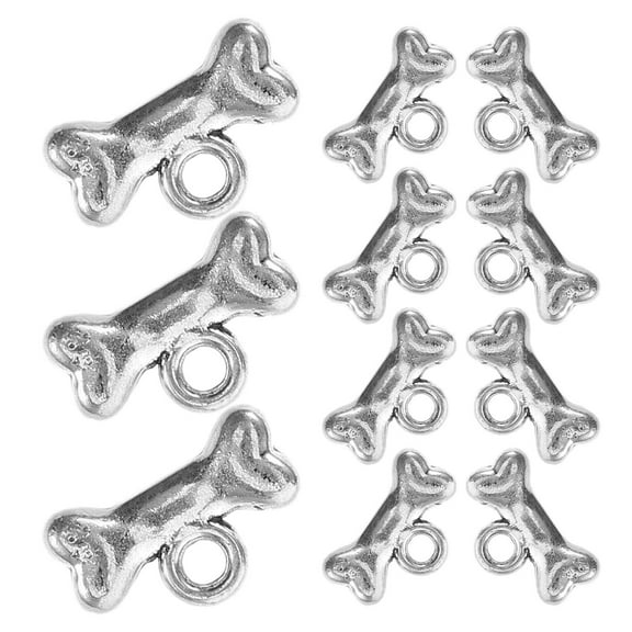 Raindrops 40 Pcs Dog Bone Pendant Beads for Bracelets with Rhinestones Craft Jewelry Making