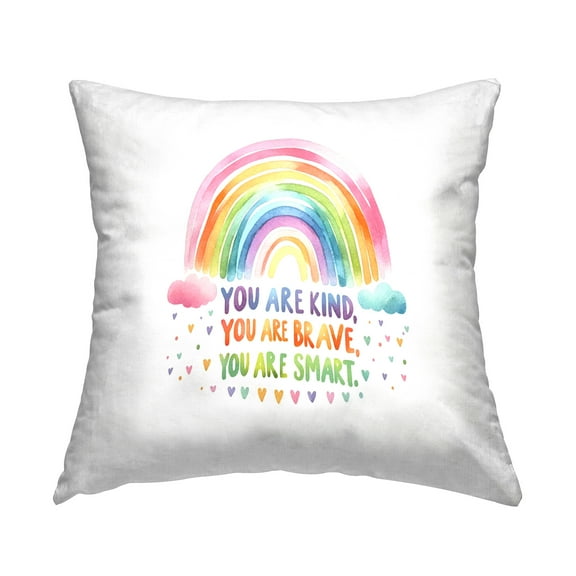 Stupell Industries Inspirational Rainbow & Hearts Decorative Printed Throw Pillow Design by Amanda Greenwood
