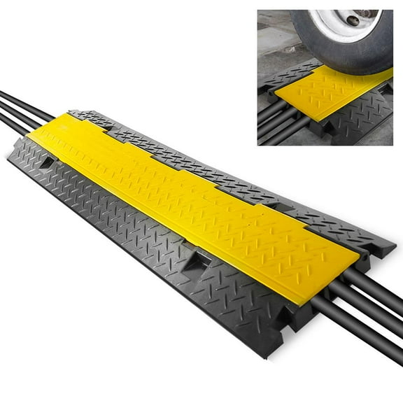 PYLE PCBLCO105 - Cable Protector Cover Ramp - Cord/Wire Safety Concealment Track with Flip-Open Access Lid (Three Channel Style)