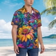 thumbnail image 3 of Yiaed Psychedelic Sunflowers Print Hawaiian Shirt for Men Short Sleeve Button Down Shirts Beach Shirts for Men,Small, 3 of 7