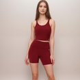 thumbnail image 2 of Women's Scoop Neck Cropped Activewear Tank Top with Wide Straps and Clean Hem Detail - Medium, Burgundy, 2 of 7