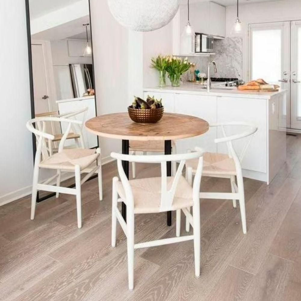 Chaise de salle à manger en bois blanc de la collection Heavenly, lot de 3