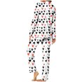 thumbnail image 3 of miqiqism 2 Piece Women Heart Sleepwear Cute Heart Sets Loose Long Sleeve Blouses Tshirts Straight Leg Pant Lady Soft Pajamas Nightwear Button Down Outfit,01_Multicolor,X-Large, 3 of 6