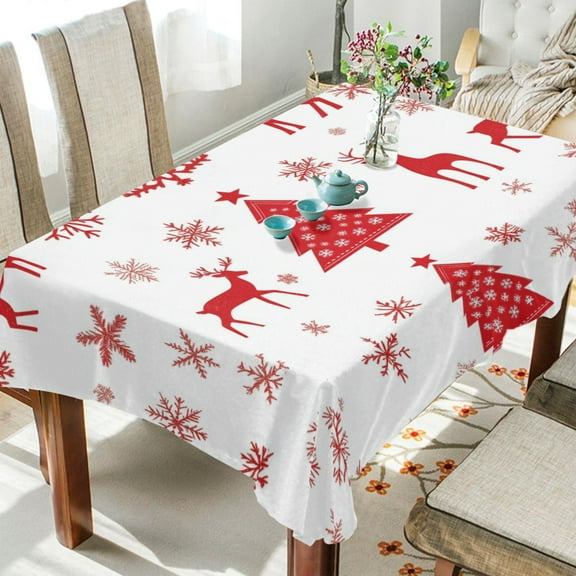 BZSMCE Square Tablecloth Red Christmas Pattern Pattern Tableclothes