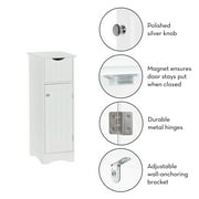 RiverRidge Ashland 1-Door Slim Bathroom Storage Cabinet with Drawer and Shelves - White