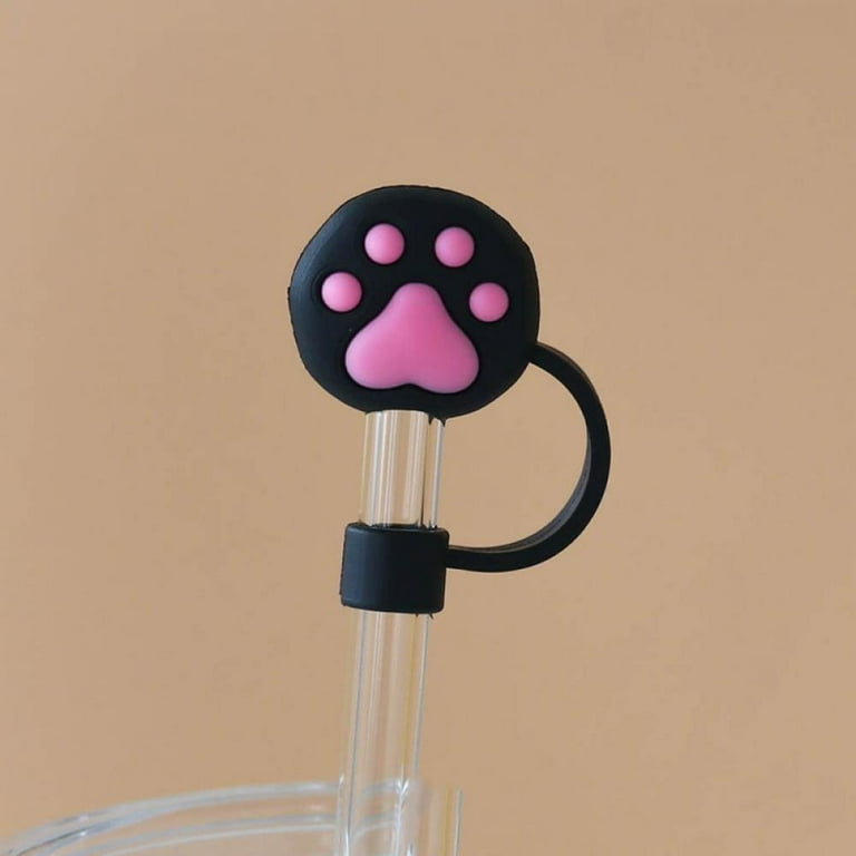 8 Pieces Silicone Straw Tips Cover Reusable Drinking Straw Lids Sunflower  Cherry Blossom Rainbow Cat Paw Straw Cap for 6-8 mm Straws Anti-dust Straw