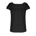 thumbnail image 2 of UACY Girls Tops Summer Boho Blouses Short Sleeve Square Neck Crochet Lace Trim Casual Shirts, 2 of 7