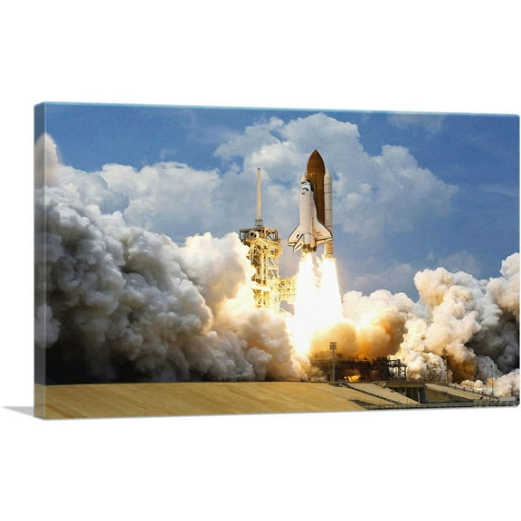 ARTCANVAS NASA Rocket Blasts Off Into Outer Space Canvas Art Print - Size: 12" x 8" (0.75" Deep)