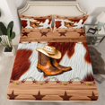 thumbnail image 2 of Homewish Cowgirl Boots Hat 4-Piece Full Size Sheets For Adults Boys Girls,Retro Rustic Cabin Bed Sheets,Western Cow Print Lightweight Sheet Sets,Luxury Bedroom Decor, 2 of 7
