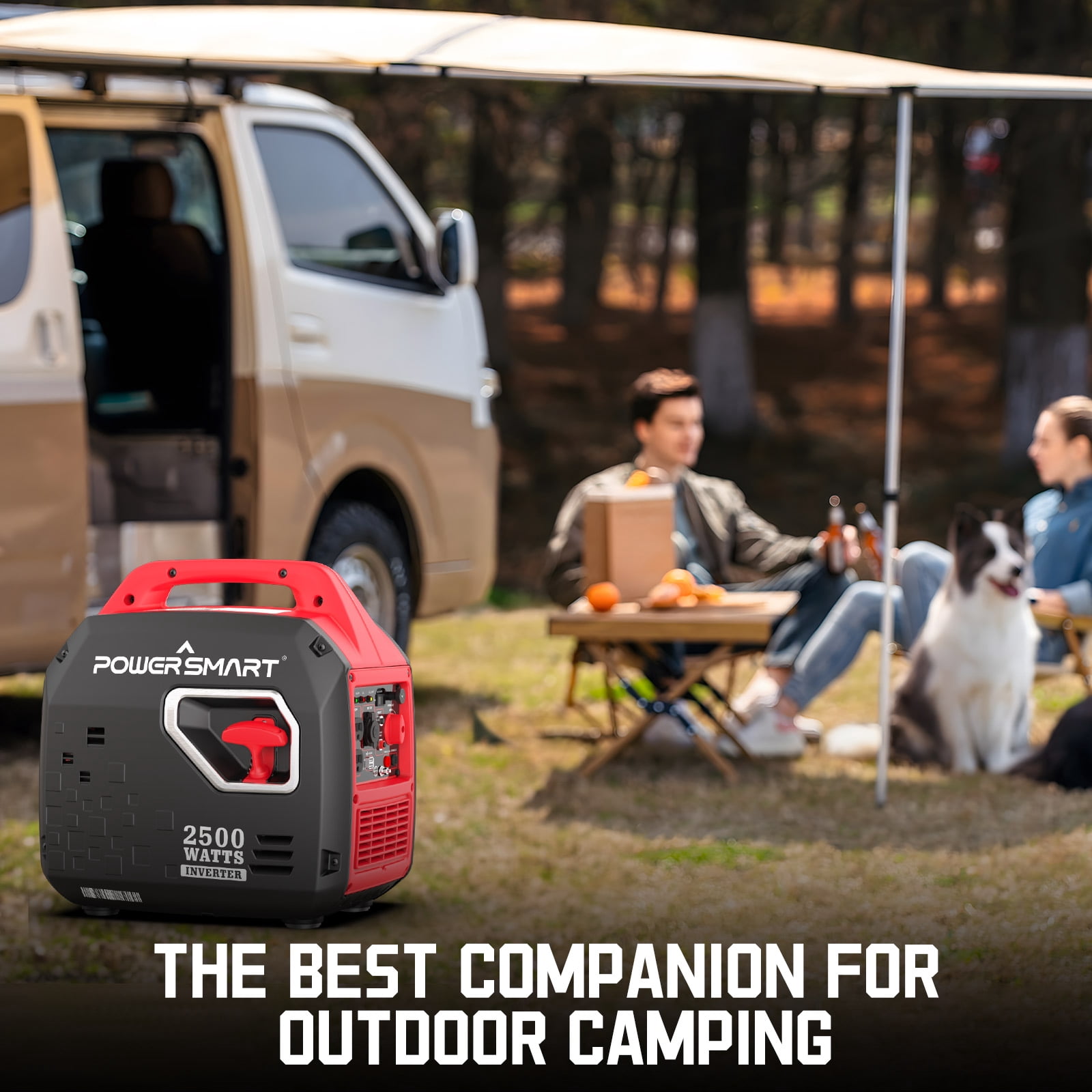 PowerSmart 2500-Watt Portable Inverter Generator, 1900 Rated Watts, Super Quiet 56 dBA, Lightweight 39 lbs, EPA & CARB Compliant for Camping, Home Backup