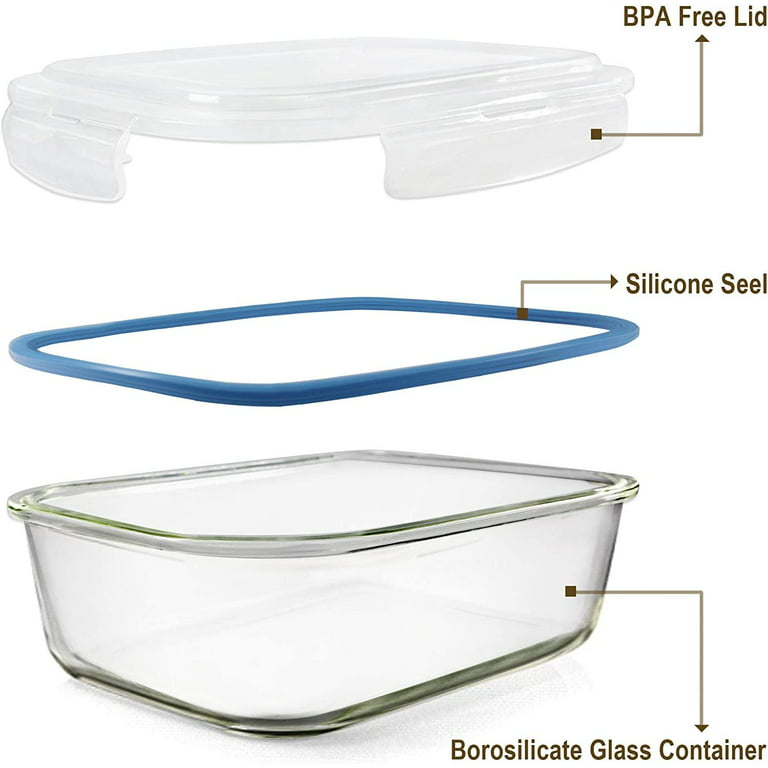 Glass Food Storage Containers Set, Large Size Glass Containers with Lids,  Glass Jars with Bamboo Lids, Glass Canisters with Airtight Lids, Glass Food
