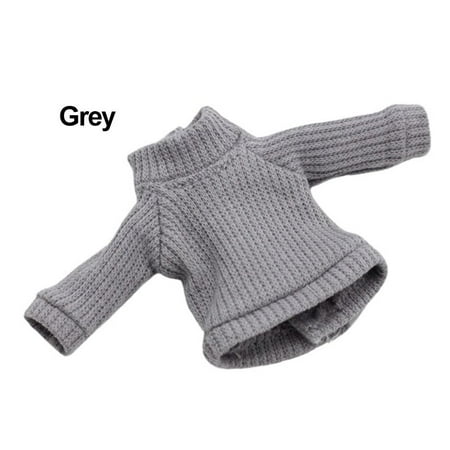 

Pure Color Playing House Dress Up Games Mini Winter Tops Woven Outfits Toy Warm Clothes Doll Knitted Sweater Dollhouse Accessories GREY