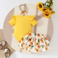 thumbnail image 5 of WRKEKC Baby Girl Romper Set Short Sleeve Flutter Sleeve Top with Floral Print Skirt Double Layer 0-18 Months, 5 of 9