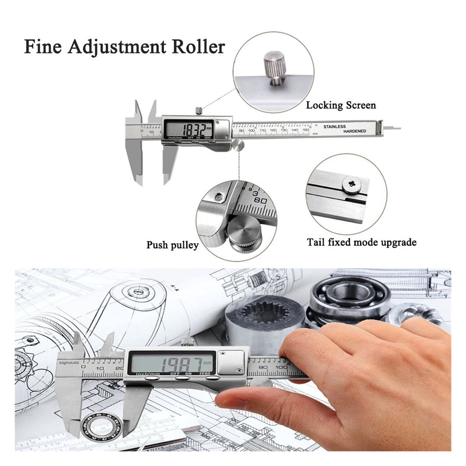 Metal 6-Inch 150mm Stainless Steel Electronic Digital Vernier Caliper Micrometer Measuring