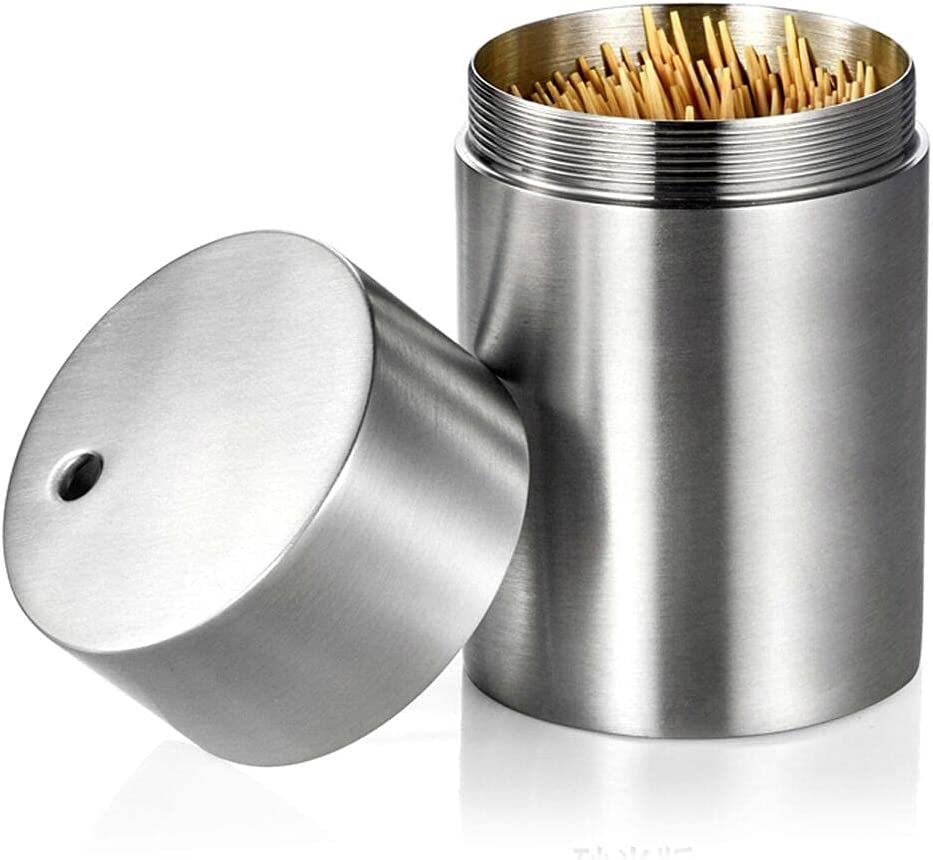 ABPETE Toothpick Holder Dispenser SUS304 Stainless Steel Thickening Tooth Picks Container for Teeth and Appetizer (No Toothpicks)