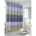 thumbnail image 3 of Vintage Boho Geometric Stripes Shower Curtain, Purple Navy Bathroom Decor Curtains Set with Hooks, Waterproof Fabric Home Accessories， 72 X 72 Inch Long, 3 of 6