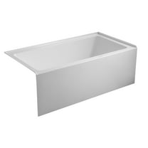Vanity Art Acrylic Alcove Bathtub with 3 Side Tiling Flange, 60 x 32 inches Slip Resistant Surface 118-Degree Backrest Shower Tub, Reinforced Fiberglass Left Drain Soaking Tub