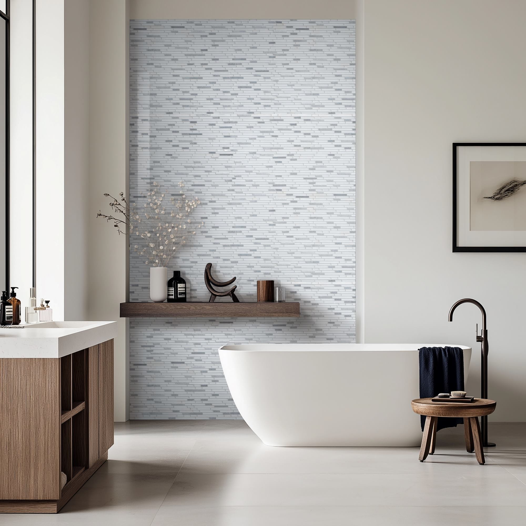 Lucid Sky Interlocking 11.81 in. x 12 in. x 4mm Glass Metal Mesh-Mounted Mosaic Tile (19.6 sq. ft. / case)