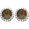 5th & Main Platinum-Plated Sterling Silver Round-Cut Smokey Topaz Pave CZ Earrings